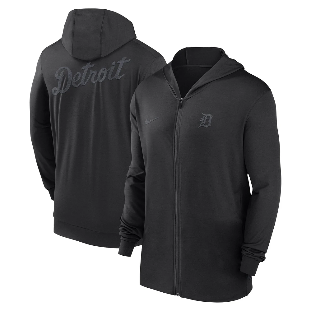 Men's Nike Black Detroit Tigers Authentic Collection Travel Performance Lightweight Full-Zip Hoodie