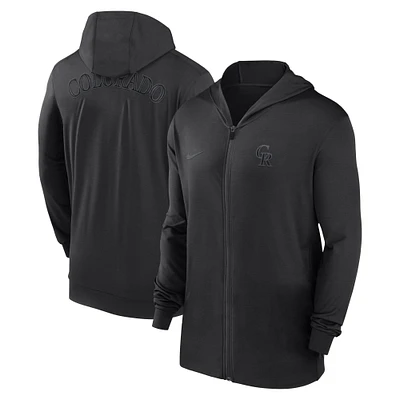 Men's Nike Black Colorado Rockies Authentic Collection Travel Performance Lightweight Full-Zip Hoodie