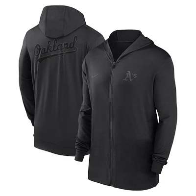 Men's Nike Black Oakland Athletics Authentic Collection Travel Performance Lightweight Full-Zip Hoodie