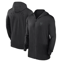 Men's Nike Black New York Mets Authentic Collection Travel Performance Lightweight Full-Zip Hoodie