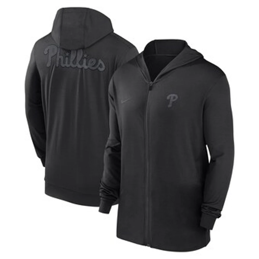 Men's Nike Black Philadelphia Phillies Authentic Collection Travel Performance Lightweight Full-Zip Hoodie