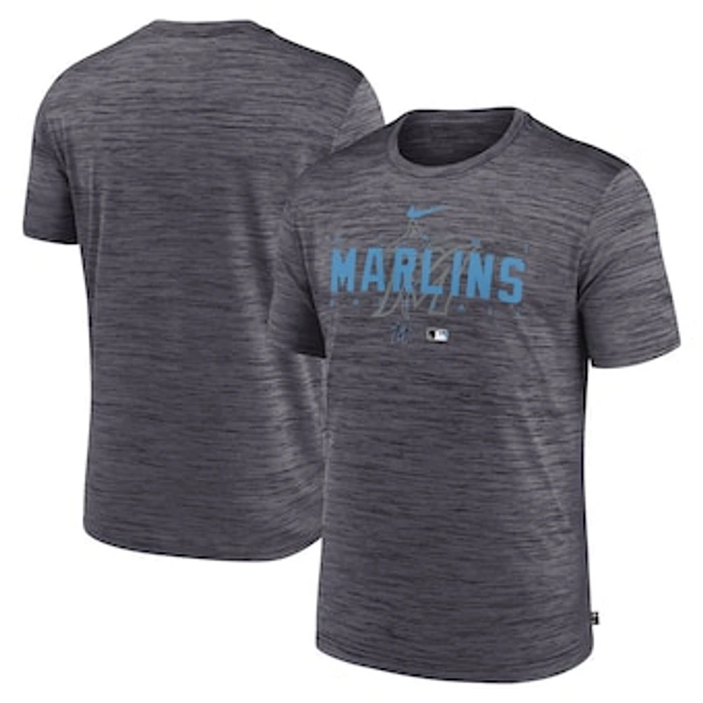 Men's Nike Charcoal Miami Marlins Authentic Collection Velocity Performance Practice T-Shirt