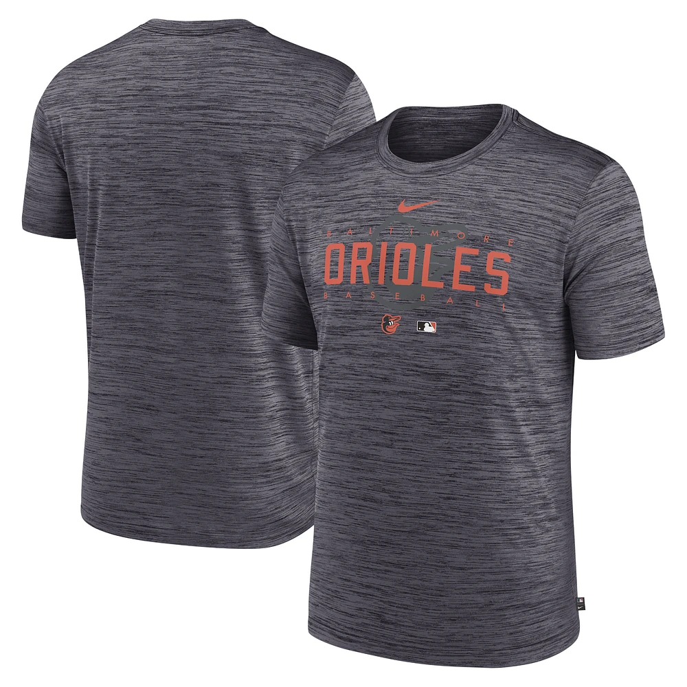 Men's Nike Heather Charcoal Baltimore Orioles Authentic Collection Velocity Performance Practice T-Shirt