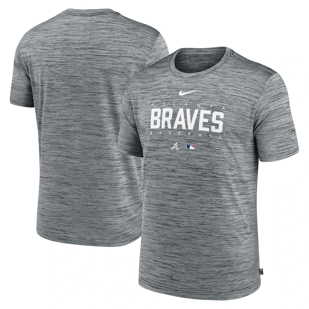 Men's Nike Heather Gray Atlanta Braves Authentic Collection Velocity Performance Practice T-Shirt