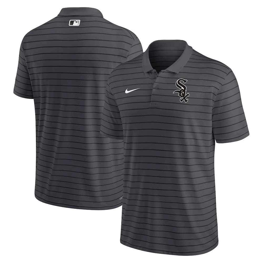 Men's Nike Heather Charcoal Chicago White Sox Authentic Collection Victory Striped Performance Polo