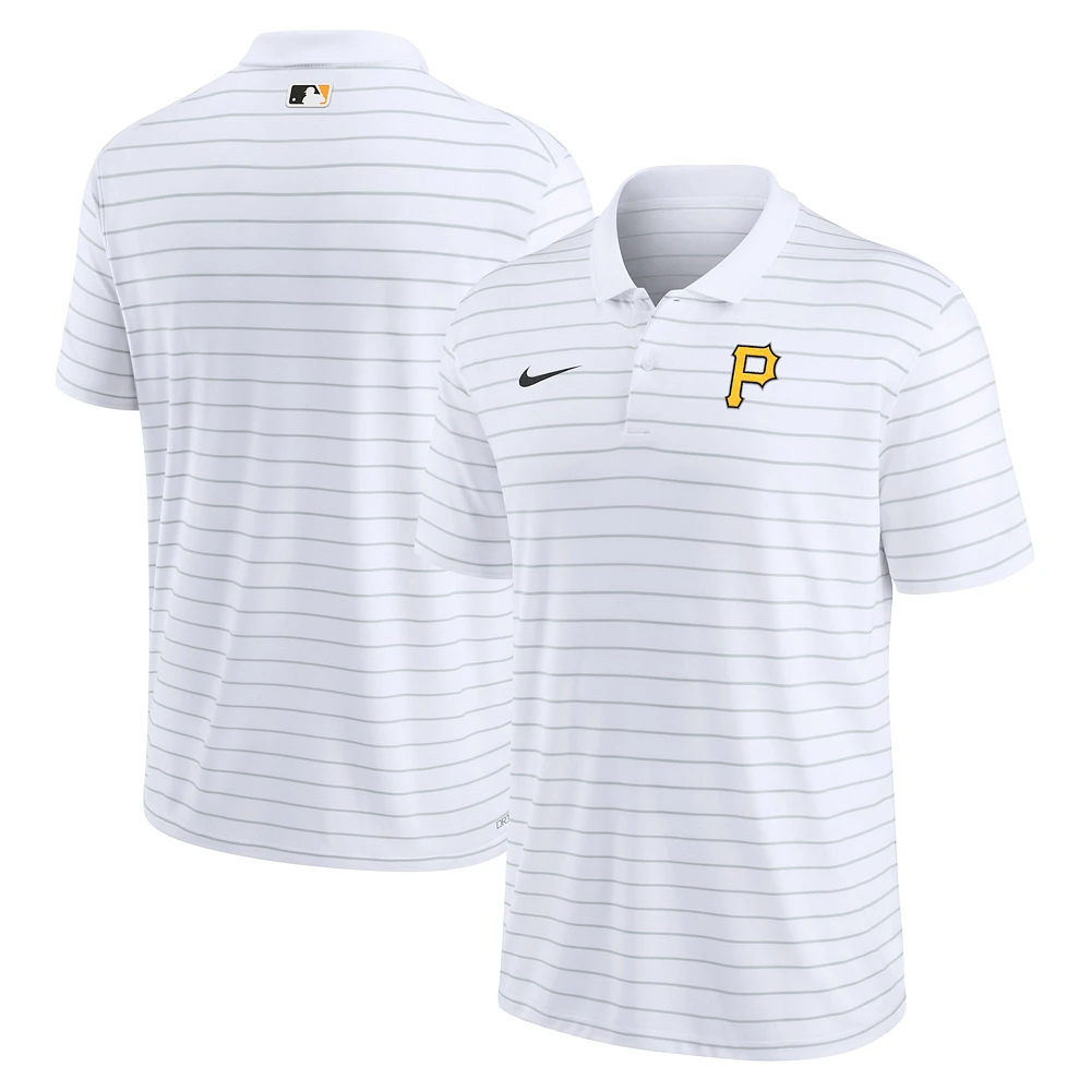 Men's Nike White Pittsburgh Pirates Authentic Collection Victory Striped Performance Polo