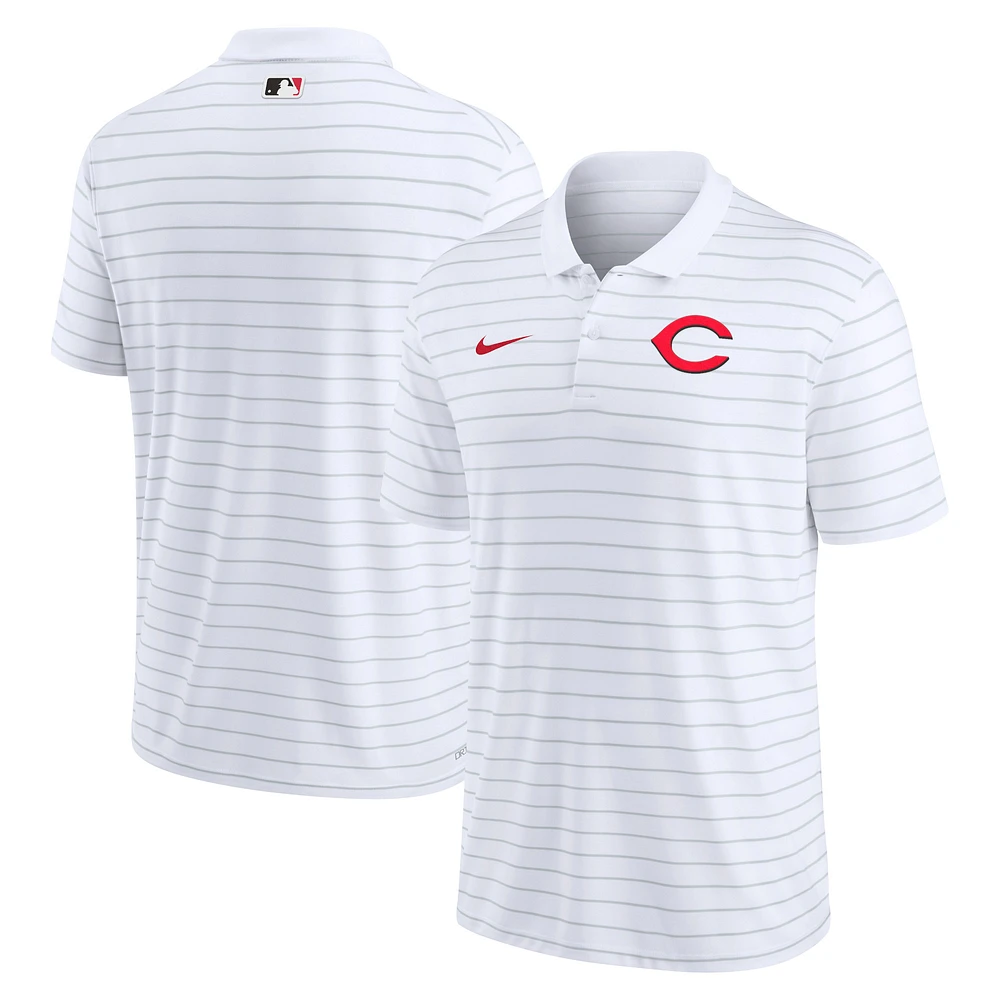 Men's Nike White Cincinnati Reds Authentic Collection Victory Striped Performance Polo