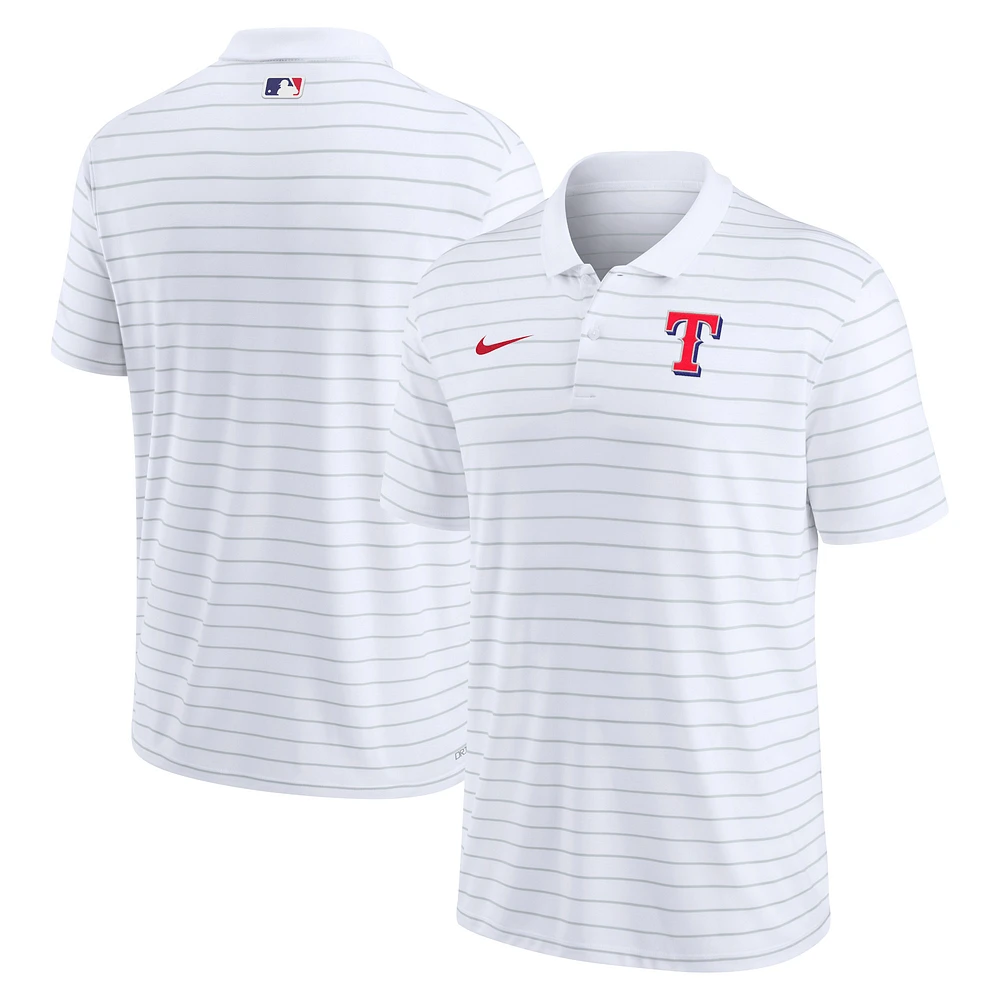 Men's Nike White Texas Rangers Authentic Collection Victory Striped Performance Polo