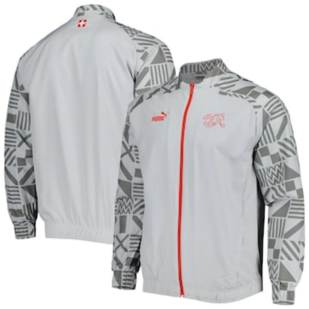 Men's Puma Gray Switzerland National Team Pre-Match Raglan Full-Zip Training Jacket