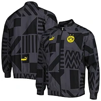 Men's Puma Black Borussia Dortmund Pre-Match Raglan Full-Zip Training Jacket
