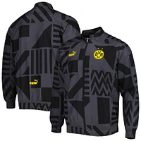 Men's Puma Black Borussia Dortmund Pre-Match Raglan Full-Zip Training Jacket