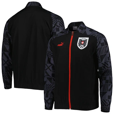 Men's Puma Black Austria National Team Pre-Match Raglan Full-Zip Training Jacket