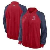 Women's Nike Red Los Angeles Angels Authentic Collection Team Raglan Performance Full-Zip Jacket