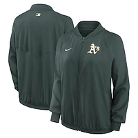 Women's Nike Green Oakland Athletics Authentic Collection Team Raglan Performance Full-Zip Jacket