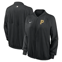 Women's Nike Black Pittsburgh Pirates Authentic Collection Team Raglan Performance Full-Zip Jacket