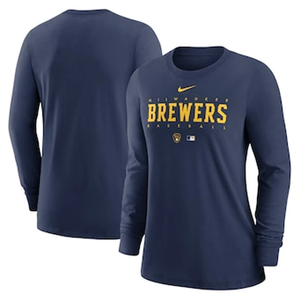 Women's Nike Navy Milwaukee Brewers Authentic Collection Legend Performance Long Sleeve T-Shirt