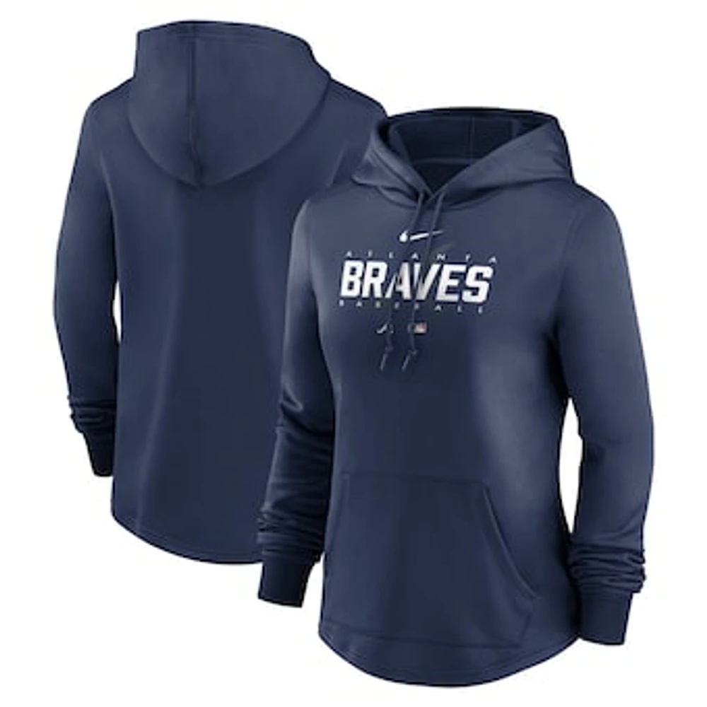 Women's Nike Navy Atlanta Braves Authentic Collection Pregame Performance Pullover Hoodie