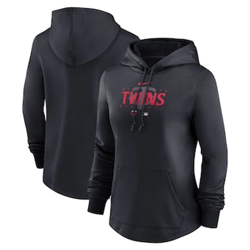 Women's Nike Black Minnesota Twins Authentic Collection Pregame Performance Pullover Hoodie