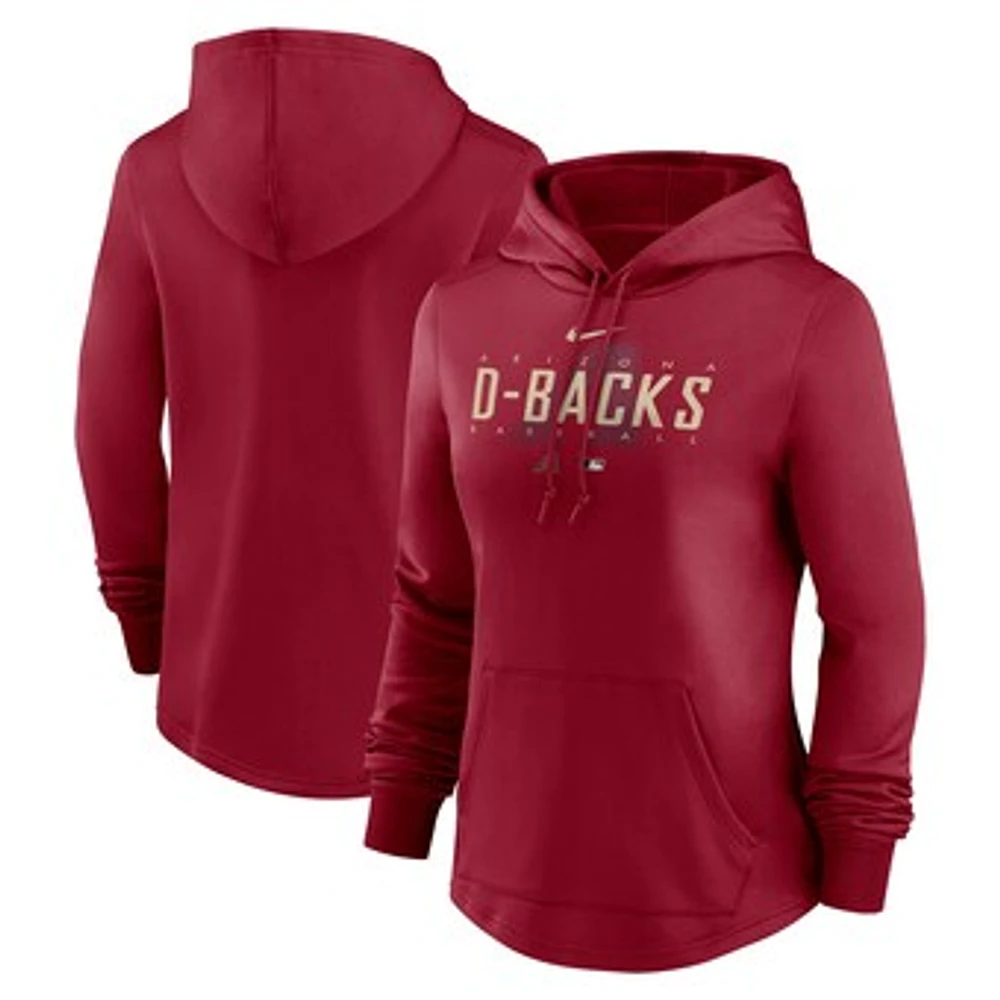 Women's Nike Red Arizona Diamondbacks Authentic Collection Pregame Performance Pullover Hoodie