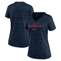 Women's Nike Navy Cleveland Guardians Authentic Collection Velocity Practice Performance V-Neck T-Shirt