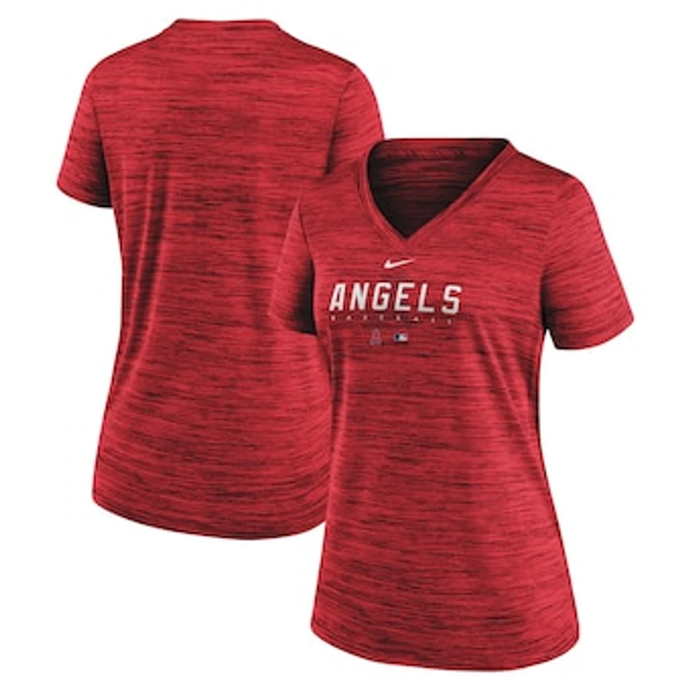 Women's Nike Red Los Angeles Angels Authentic Collection Velocity Practice Performance V-Neck T-Shirt