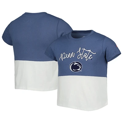 Girls Youth League Collegiate Wear Navy/White Penn State Nittany Lions Colorblocked T-Shirt