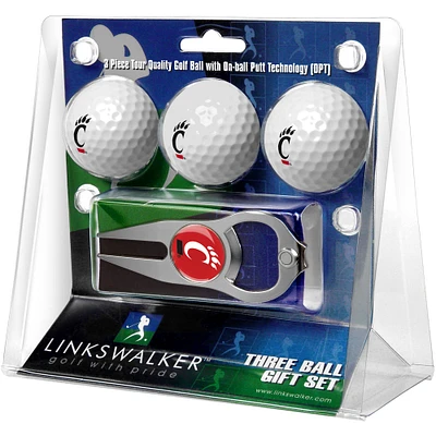 Cincinnati Bearcats 3-Pack Golf Ball Gift Set with Hat Trick Divot Tool
