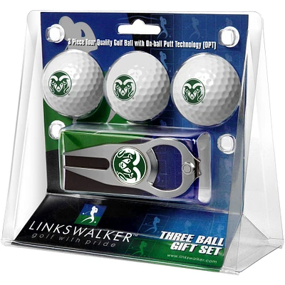 Colorado State Rams 3-Pack Golf Ball Gift Set with Hat Trick Divot Tool