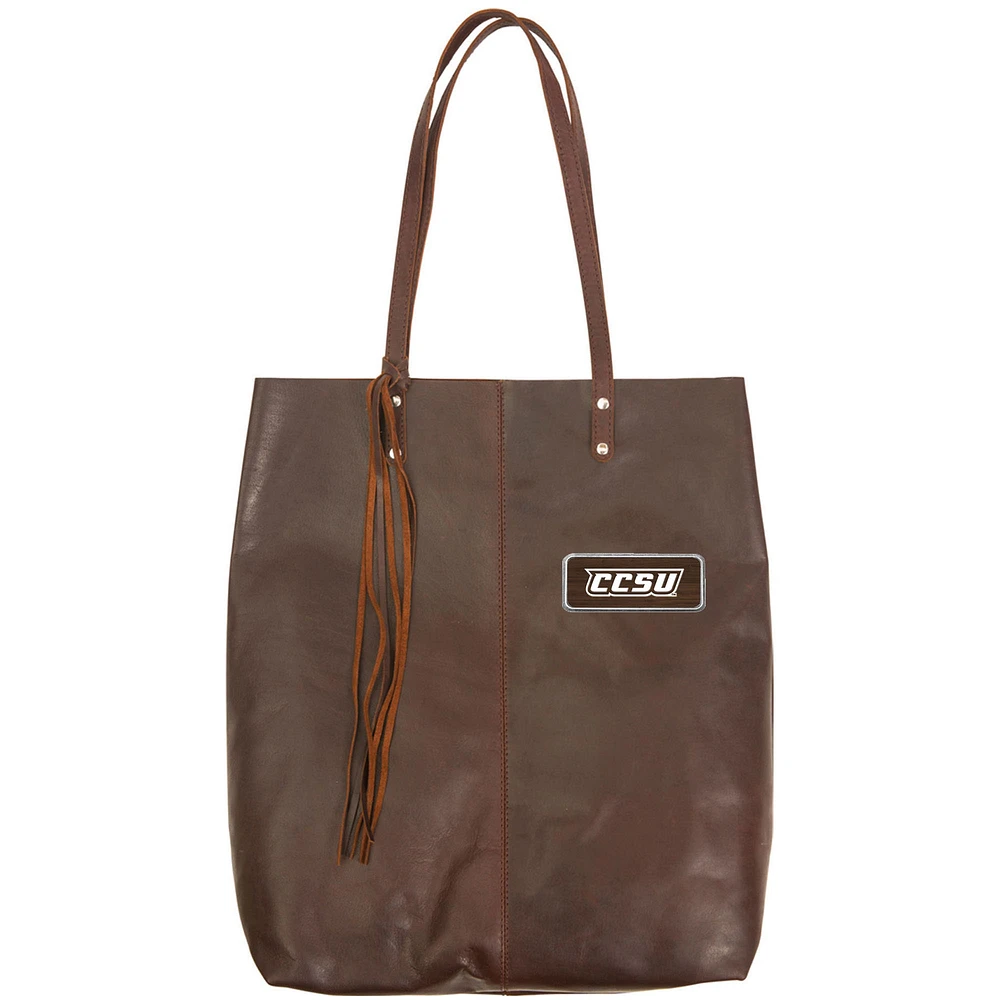 Brown Central Connecticut State Blue Devils Logo Plate Mee Canyon Tote
