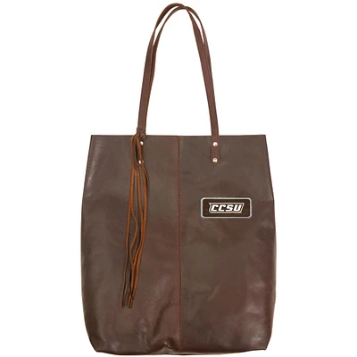 Brown Central Connecticut State Blue Devils Logo Plate Mee Canyon Tote