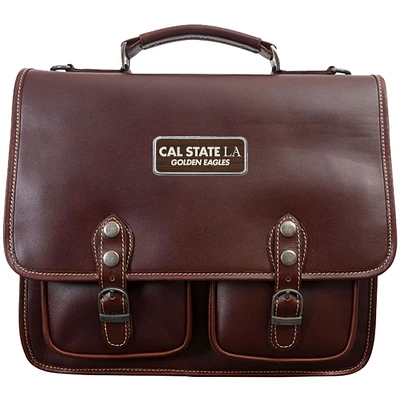 Brown Cal State L.A. Golden Eagles Logo Plate Sabino Briefcase