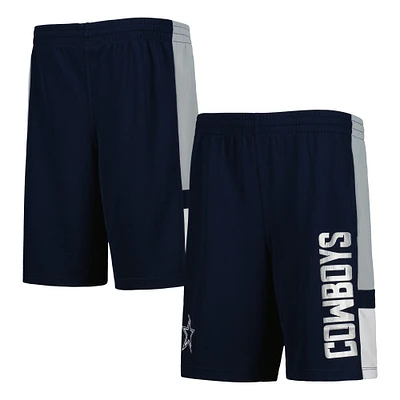 Youth Navy Dallas Cowboys Lateral Mesh Performance Shorts