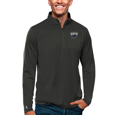 Men's Antigua Gray Howard Bison Tribute Quarter-Zip Pullover Top