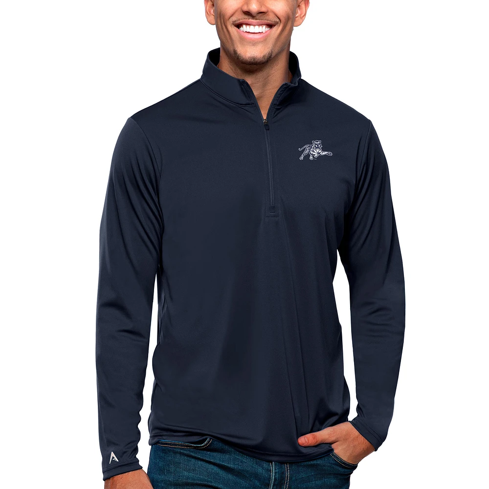 Men's Antigua Navy Jackson State Tigers Tribute Quarter-Zip Pullover Top