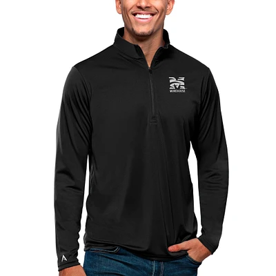 Men's Antigua Black Morehouse Maroon Tigers Tribute Quarter-Zip Pullover Top