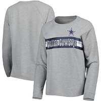 Juniors Heathered Gray Dallas Cowboys All Striped Up Raglan Long Sleeve T-Shirt