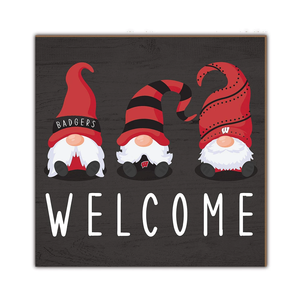Wisconsin Badgers 10'' x 10'' Welcome Gnomes Sign