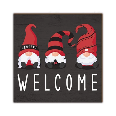 Wisconsin Badgers 10'' x 10'' Welcome Gnomes Sign