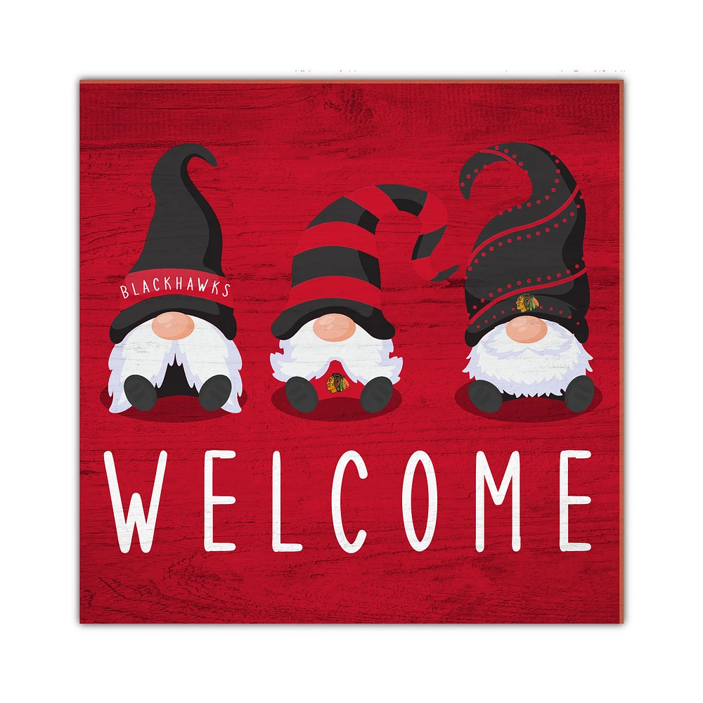 Chicago Blackhawks 10'' x 10'' Welcome Gnomes Sign