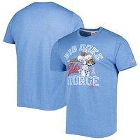 Men's Homage  Eddie George Heathered Light Blue Tennessee Titans Caricature Retired Player Tri-Blend T-Shirt