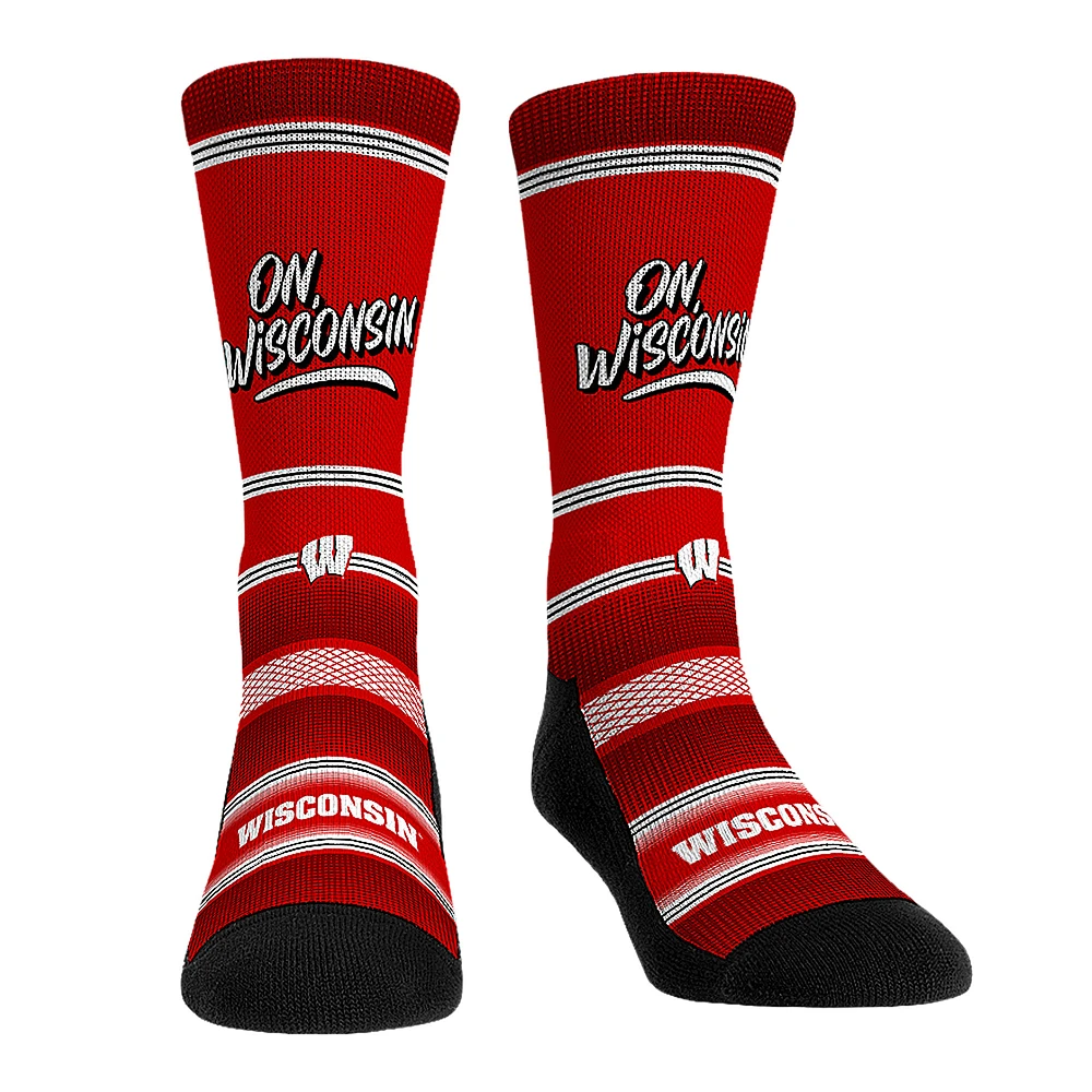 Rock Em Socks Wisconsin Badgers Team Slogan Crew Socks