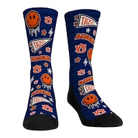 Rock Em Socks Auburn Tigers Smiley Stickers Crew Socks