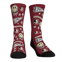 Rock Em Socks Florida State Seminoles Smiley Stickers Crew Socks