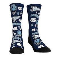 Rock Em Socks North Carolina Tar Heels Smiley Stickers Crew Socks