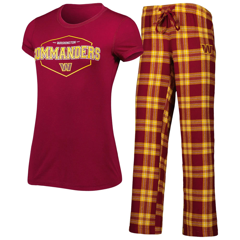 Women's Concepts Sport Burgundy/Gold Washington Commanders Plus Badge T-Shirt & Pants Sleep Set