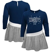 Girls Infant Navy/Heather Gray Dallas Cowboys Heart to Heart Jersey Tri-Blend Dress