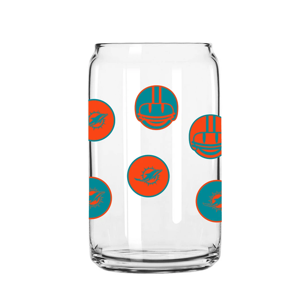 Miami Dolphins 16oz. Smiley Can Glass