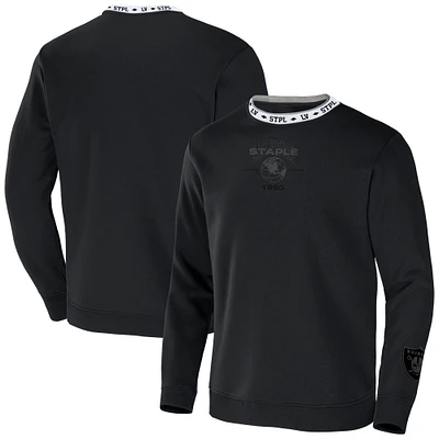 Men's NFL x Staple Black Las Vegas Raiders Globe Crewneck Pullover