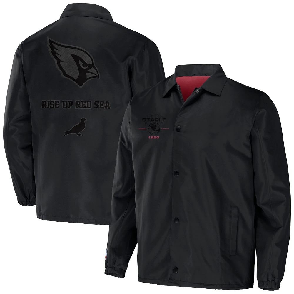 Men's NFL x Staple Black Arizona Cardinals Coaches Full-Snap Jacket