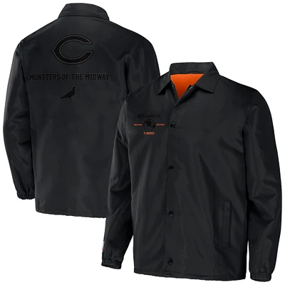 Men's NFL x Staple Black Chicago Bears Coaches Full-Snap Jacket